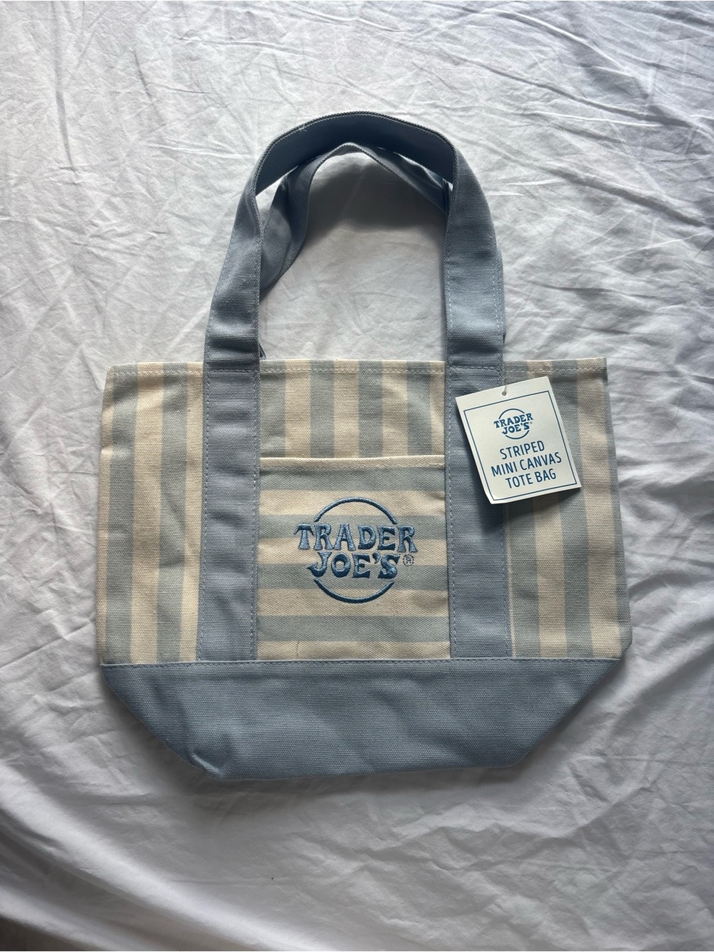 Trader Joe's Blue Striped Mini Canvas Tote
